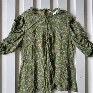 Veronica Beard Green Paisley Blouse